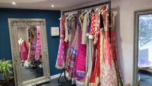 The garden room had a very specific purpose. It was created as a dedicated sari and dressmaking studio